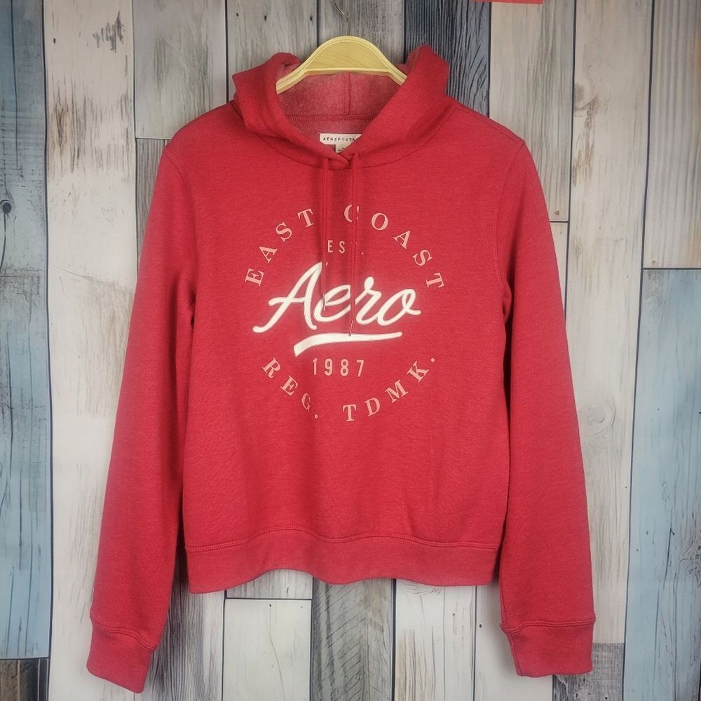 Aeropostale Red Fleece Lined Hoodie Sweatshirt Size Medium